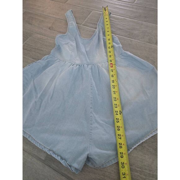 Women's One Teaspoon Mini Romper Jumpsuit Denim Chambray Light Wash Blue  Cotton - Picture 2 of 8